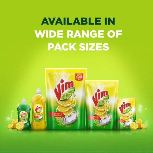 Vim Fresh Lemon Fragrance Dishwash Liquid Gel 2 L Refill Pack, Leaves No Residue, Grease Cleaner For Utensils - Liquid Kitchen Soap Super Saver Offer - Image 2