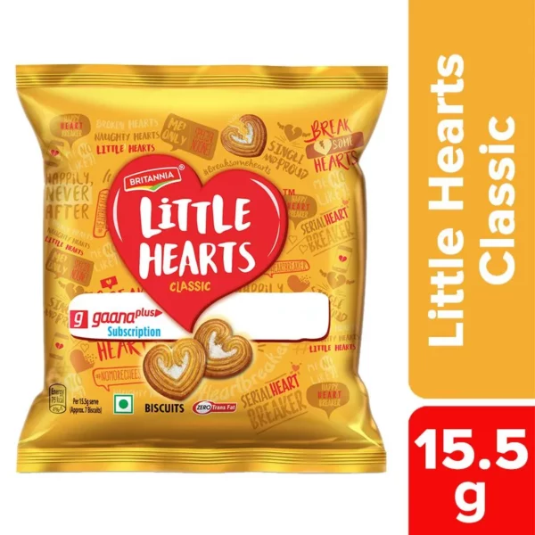 Britannia Little Hearts Classic Biscuits - Sugar Sprinkled, Heart Shaped, 15.5 g