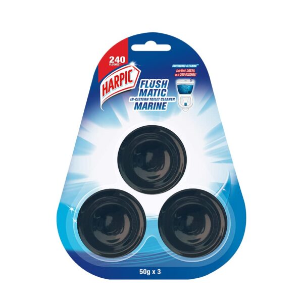 Harpic Flushmatic In-Cistern Toilet Cleaner Blocks, Marine - 50 g (Pack of 3) | Lasts Upto 240 Flushes - Image 2