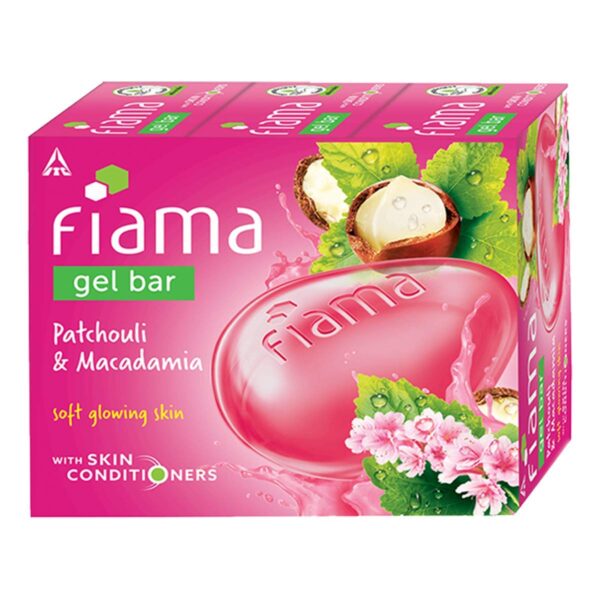 Fiama Gel Bar Patchouli And Macadamia For Soft Glowing Skin, With Skin Conditioners, 125g (Pack of 4)