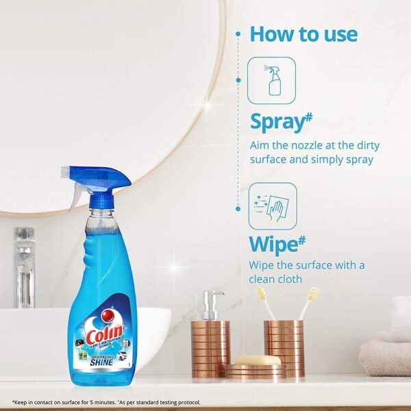 Colin Glass and Surface Cleaner Liquid Spray, Regular - 500 ml | India's # 1 Glass Cleaner - Image 2