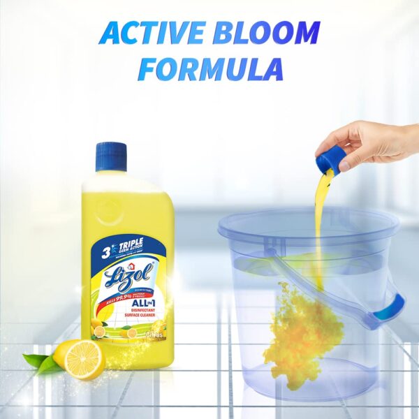 Lizol Disinfectant Surface & Floor Cleaner Liquid, Citrus - 975 ml - Image 2