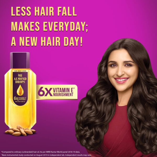Bajaj Almond Drops Hair Oil, enriched with 6X Vitamin E, 500ml / 475 ml - Image 3